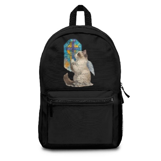 Celestial Cat with Stained Glass Cross Backpacks