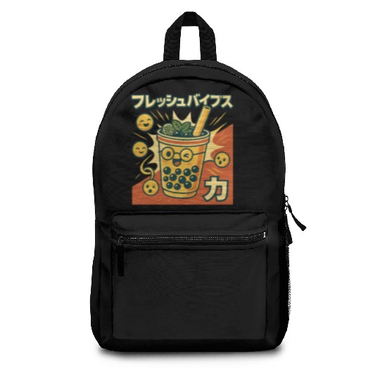 Playful Bubble Tea Illustration Backpacks