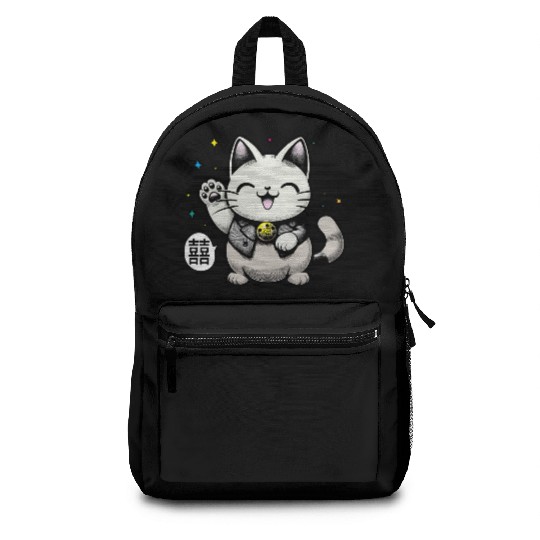 Happy Maneki Neko - double happiness - 招き猫 Backpacks