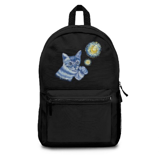 Blue Starry Night British Shorthair Cat Graphic Backpacks