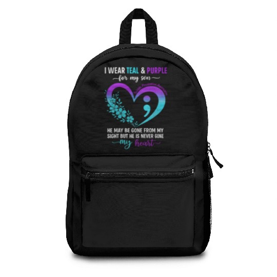 I Wear Teal & Purple for My Son Suicide Prevention Backpacks