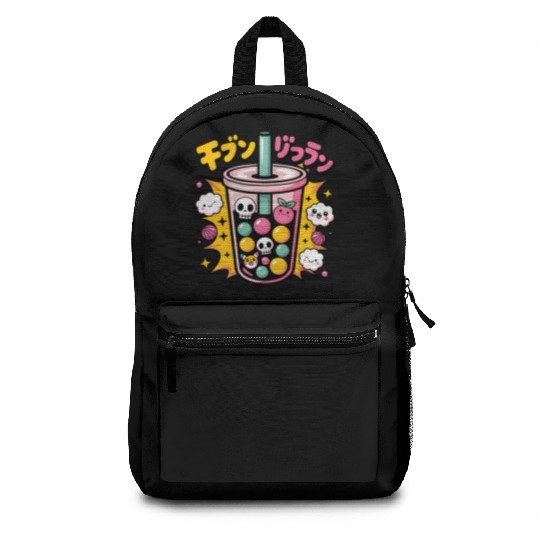 Kawaii Skull Bubble Tea Design Backpacks