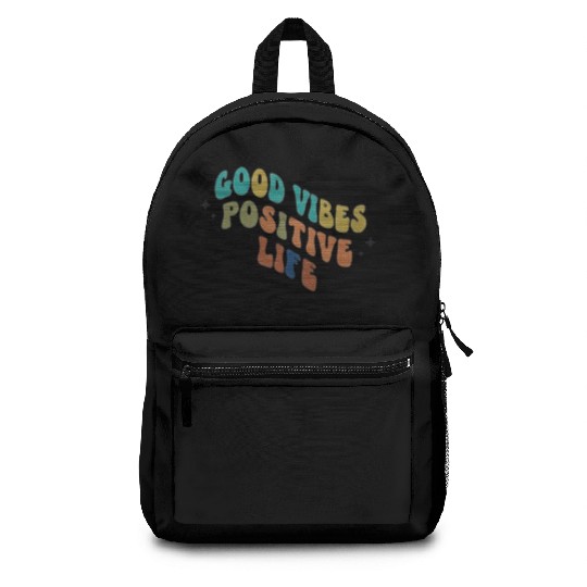 Colorful Positive Vibes Typography Design Backpacks