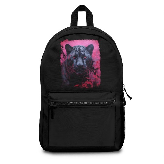 Pink Pop Art Black Panther  Backpacks