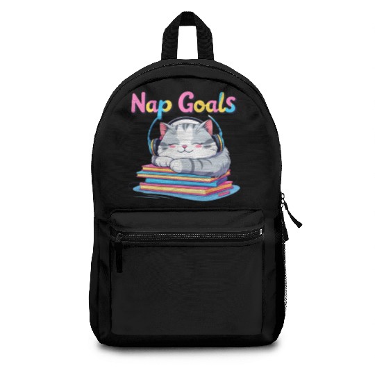 Cute Cat Nap Goals Design Backpacks