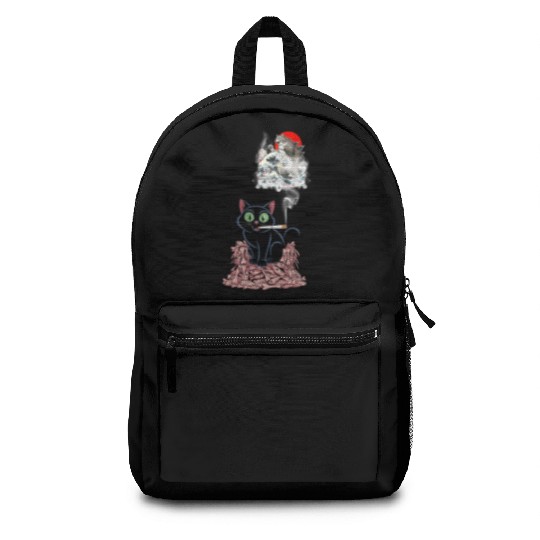 Black Cat Smoking Cigarette Catzilla Backpacks
