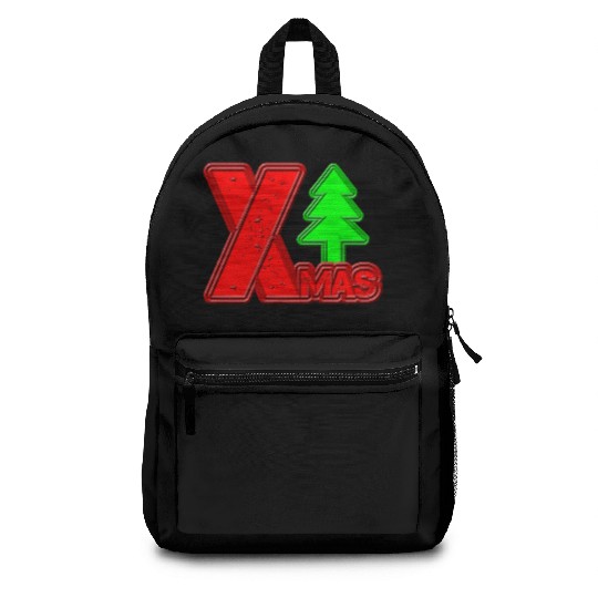 Festive Christmas Tree and XMAS Typography Backpacks
