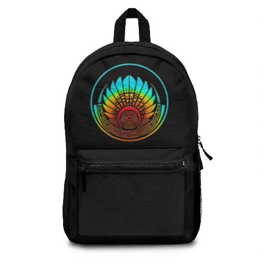 Mayan mask, crop circle, Quetzalcoatl, aztec Backpacks