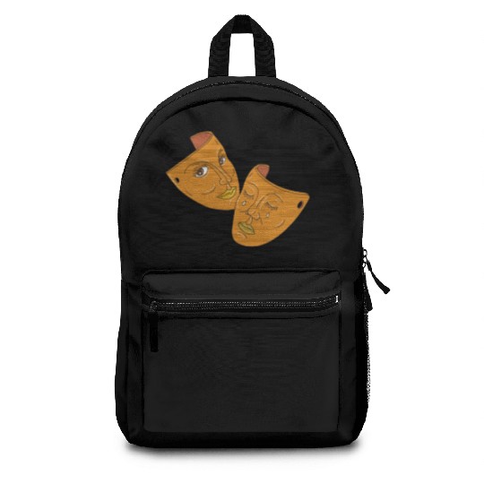 Theater Mask Comedy and Tragedy Mono Line Backpacks