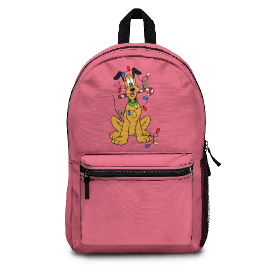 Pluto Christmas Lights Backpacks, Disney Christmas Backpacks, Pluto The Dog Backpacks