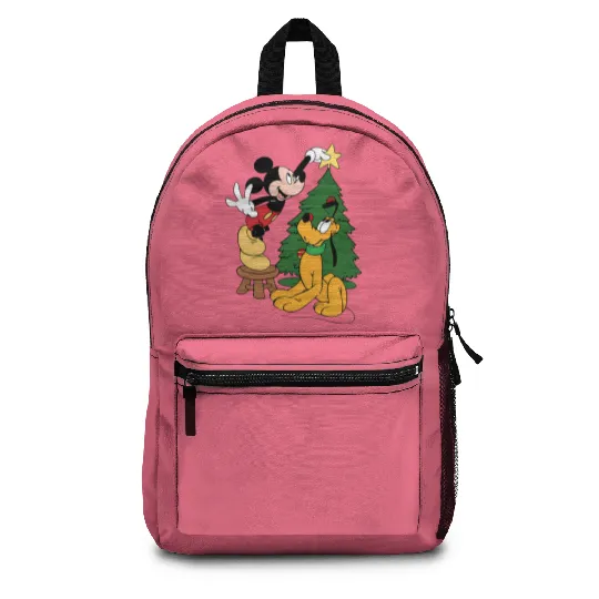 Mickey Mouse And Pluto Christmas Tree Backpacks,Christmas Disney Backpacks,Pluto Backpacks,Mickey Mouse Backpacks