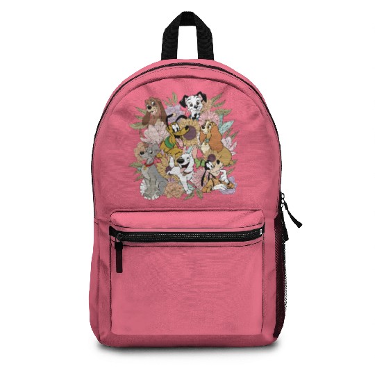 Vintage Floral Disney Dogs Backpacks, Disney Dog Characters Backpacks, Dog Lovers Gift