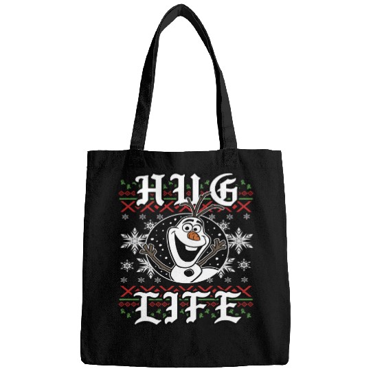 Discover Disney Frozen Olaf Hug Life Ugly Christmas Sweater Style Long Sleeve T-Shirt Bags