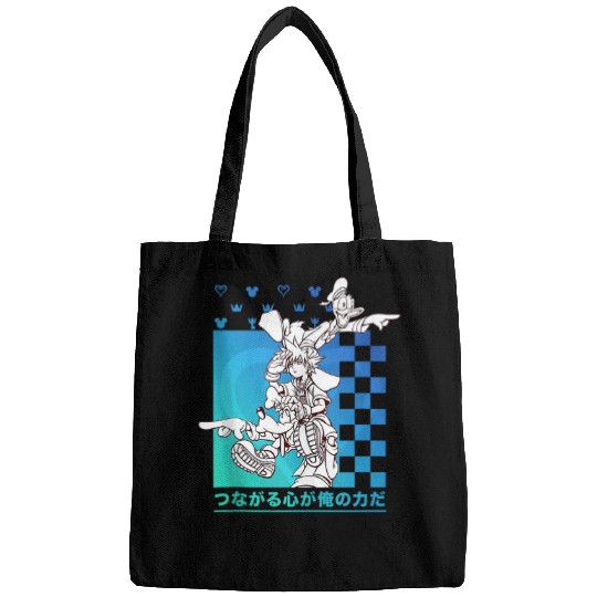 Disney Kingdom Hearts Sora Donald Goofy Kanji Checkerboard Tank Top Bags