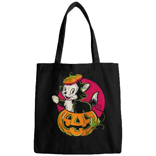Disney Pinocchio Halloween Figaro Inside A Pumpkin Retro Raglan Baseball Tee Bags
