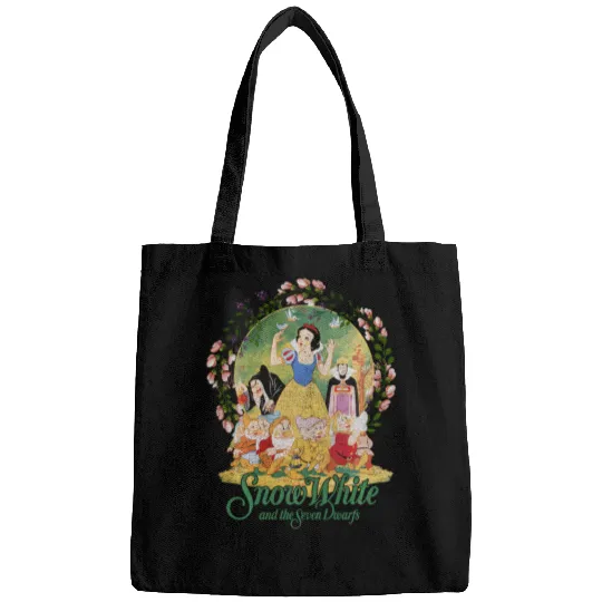 Discover Disney Snow White Group Shot Classic Poster Floral Wreath Bags