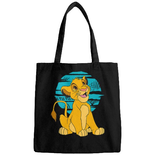 Womens Disney The Lion King Young Simba Happy Blue Retro V-Neck Bags