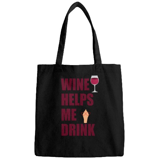 Wine Helps Me Drink  : Bobs Burgers Family Shirt, Bobs Burgers Vintage Bags