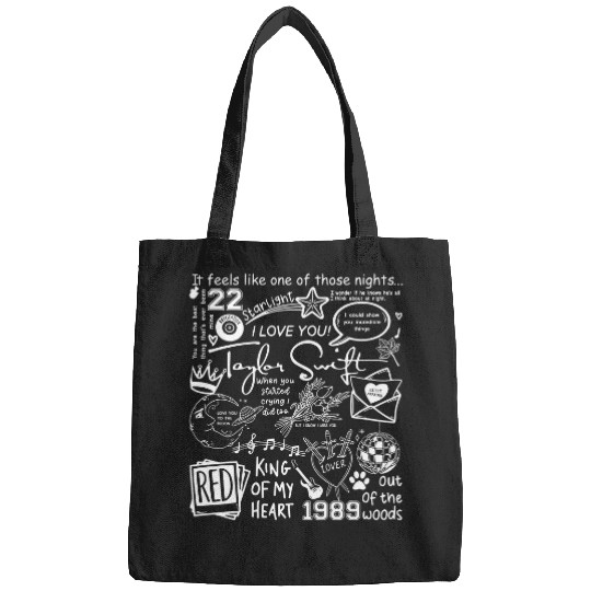 Discover Taylor Doodle Art Bags, Vintage Taylor Merch Album Lyrics Bags