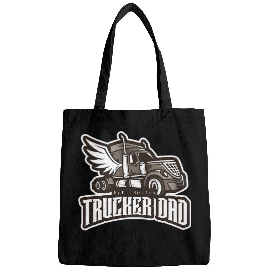 Discover Trucker Dad My Kids Miss Truck Driver Fathers Day wings Bags