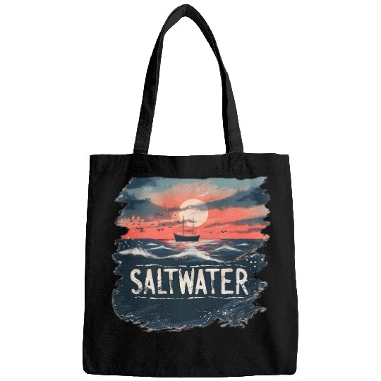 Awesome saltwater with boat at horizon outfit Bags
