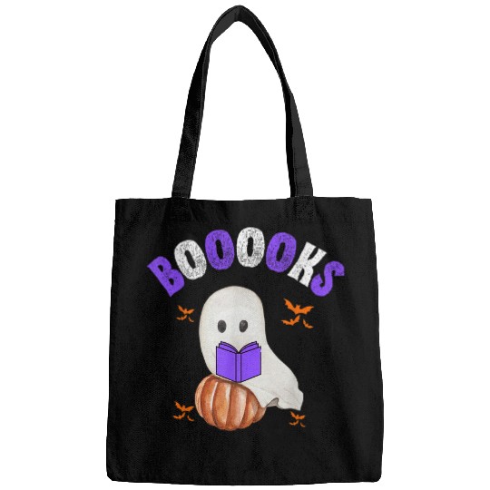 Cute ghosts Book Reading Teacher School Funny Halloween Bags