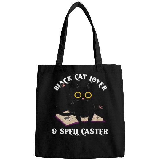 black cats on Magic Spell Book Wiccan Pagan Reader Book Lover Bags