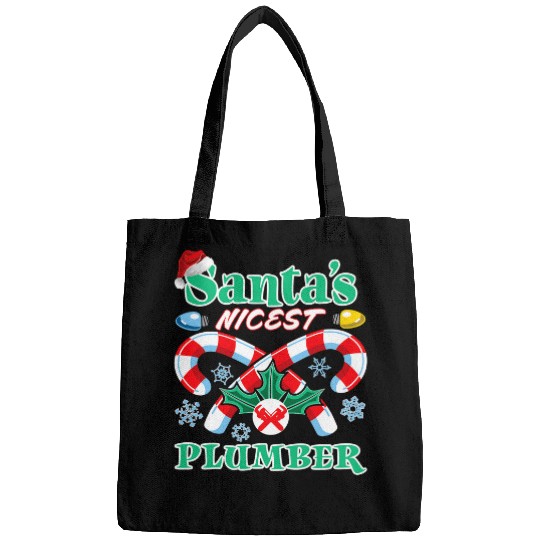 Santas Nicest Plumber Christmas Naughty Or Nice List Bags