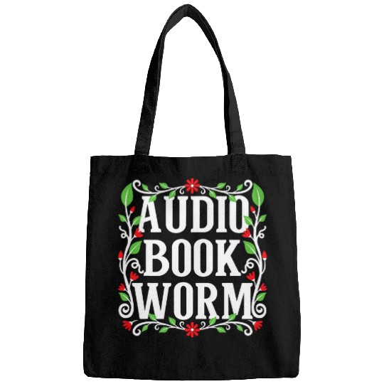 Audio Book Worm Funny Floral Elements Design Bags