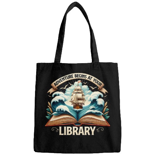 Adventure Begins At Your Library Book Lover Outdoor Camping Bags