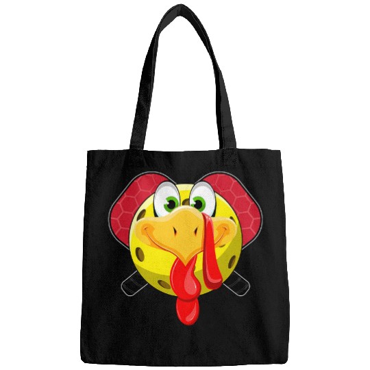 Funny Turkey Face Pickleball Ball Fall Vibes Thanksgiving Bags