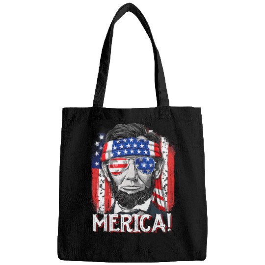 Abraham Lincoln 4th of July Merica Men Women American Flag 1 Bags