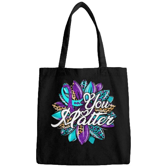 You Matter Sunflower Semicolon Leopard suicides Prevention Bags
