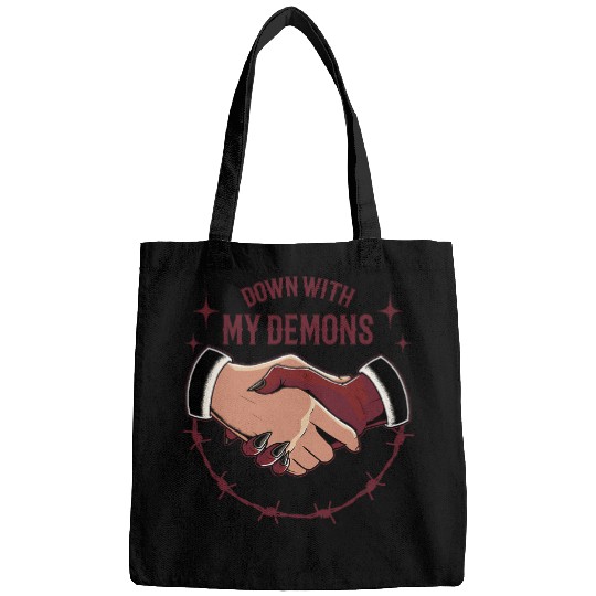 Down with My Demons Devil Satan Occult Satanic Pagan Goth Bags