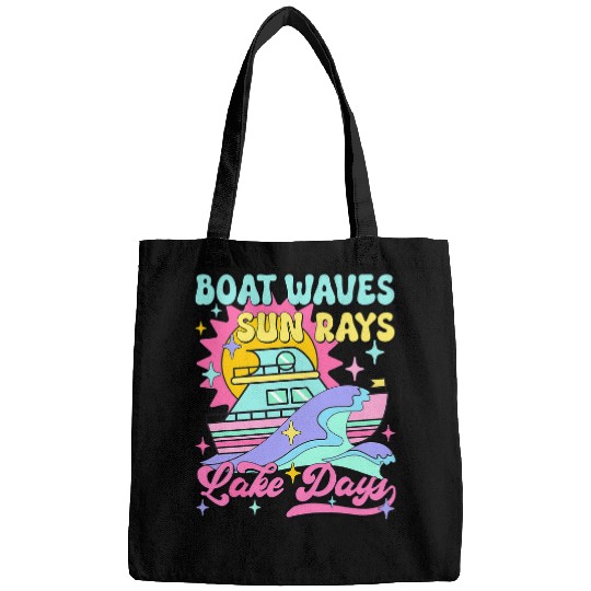 Boat Waves Sun Rays Lake Days Summer Funny Boating Lake Life Bags