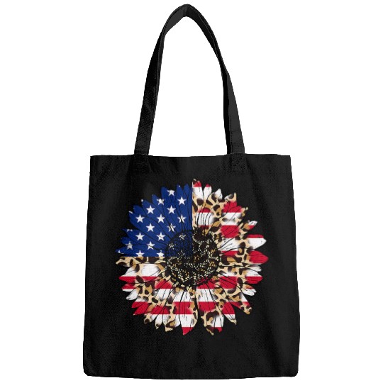 American Flag Sunflower Graphic 4th of July Plus Size Bags