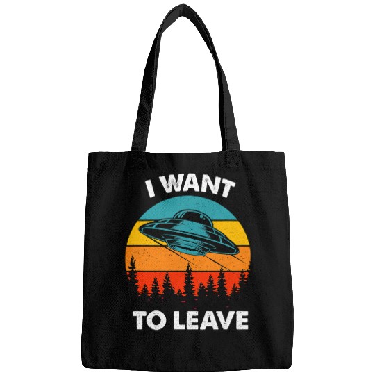Aliens Funny Alien I want to leave Retro vintages Style 30 Bags