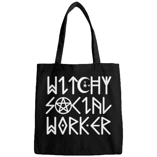 Womens Halloween Social Worker Witch Witchy Woman Funny Gothic Bags