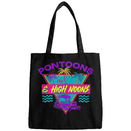 funny boat Quote Pontoons And High Noons Cool river rat Bags