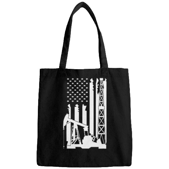 Mens Oilfield Worker Gift Fracking USA Flag American Themed Bags