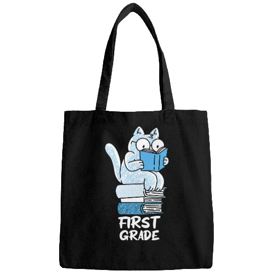 first grade cat book girls boys teacher team 1st grade squad Bags