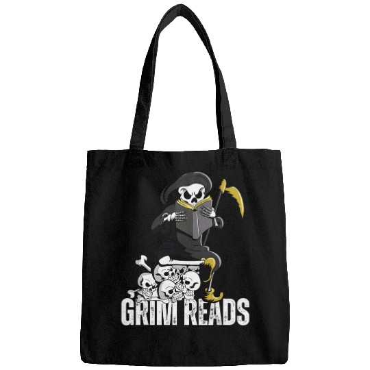 Funny Grim Reaper Dark Humor Book Lover Literature Bags