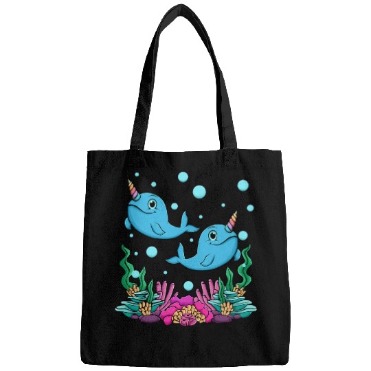Swimming Pool Cute Narwhals Swimming In Coral Reef Narwhal Bags