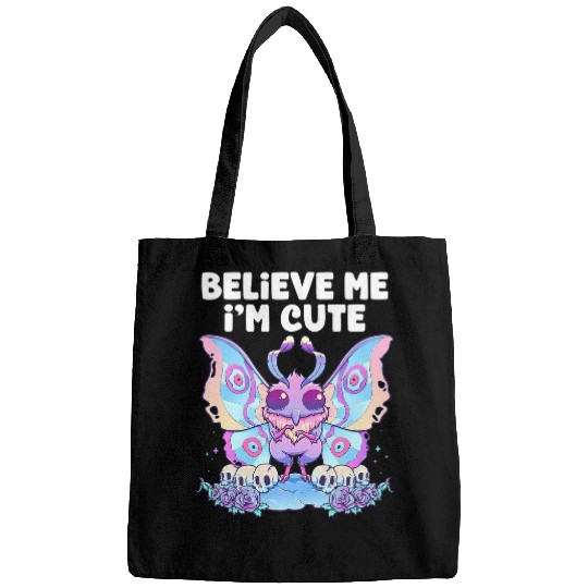 Believe Me Im Cute Pastel Goth Mothman Gothic Cryptid Wicca Bags