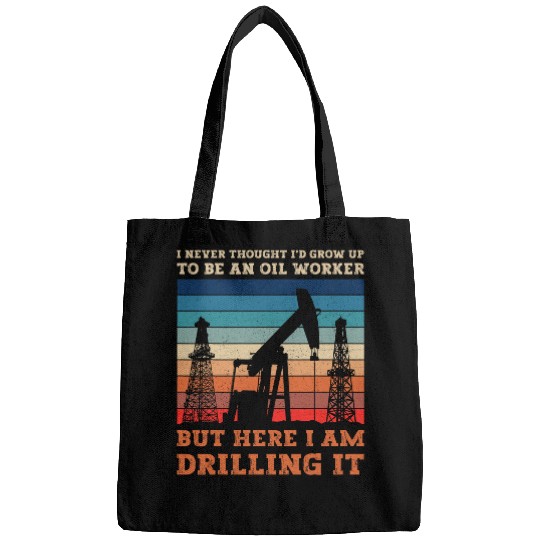 Oilrig Oilfield Worker Dad Oilman Drilling Oil Rig Old man Bags