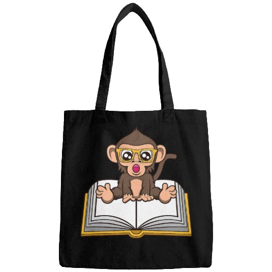 Funny Monkey Book Reading Ape Literature Bags