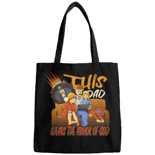 Christian Mens This Dad Wears The Armor of God Christian Father Faith Christ Bags