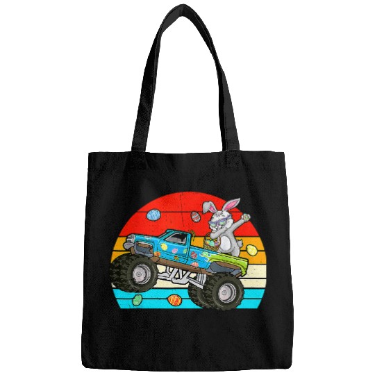 Dabbings Bunny Rabbit Monster Trucks Retro Kids Easter Bags