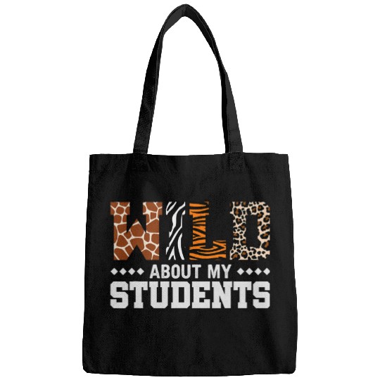 Wild About My Students Academy School Teacher Animal Print Bags