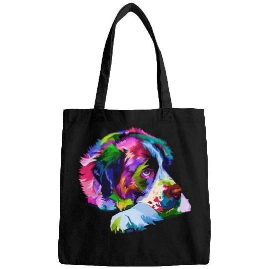 Dog Saint Bernard Colorful Saint Bernard Dog Art Graphic Bags
